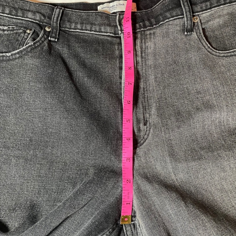 Abercrombie & Fitch Two Tone Split Black Grey High Rise Jeans Women 12R 31 - Picture 5 of 9